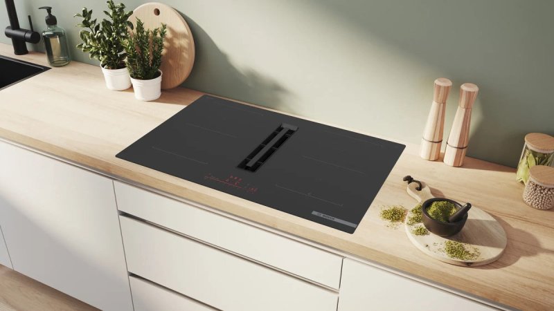 Bosch inbouw inductie kookplaat PVQ811H26E - Zwart - Geïntegreerde afzuiging