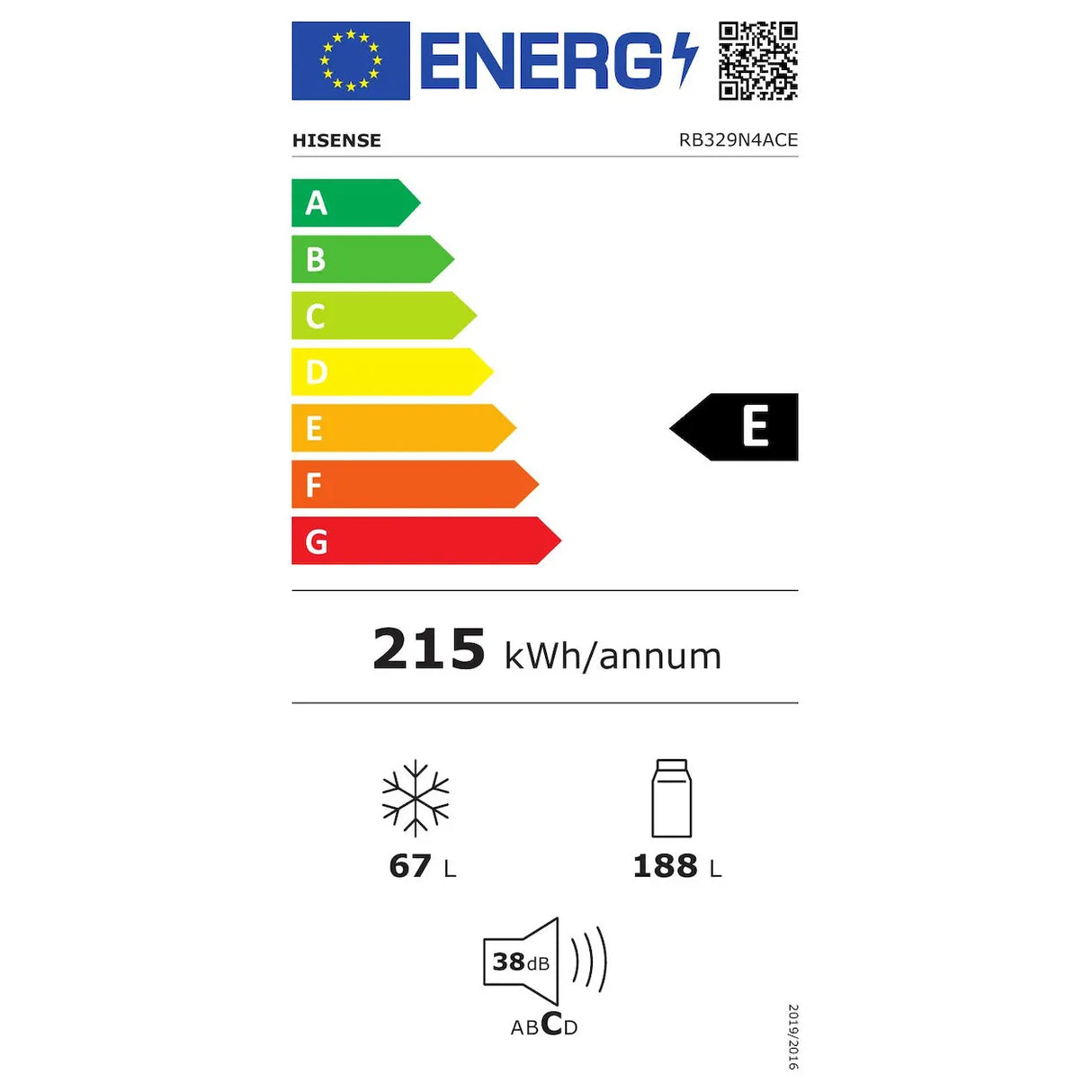 Hisense koelkast RB329N4ACE - RVS - NoFrost