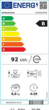 LG warmtepompdroger RHX5009TWB - 9 kg - Wit