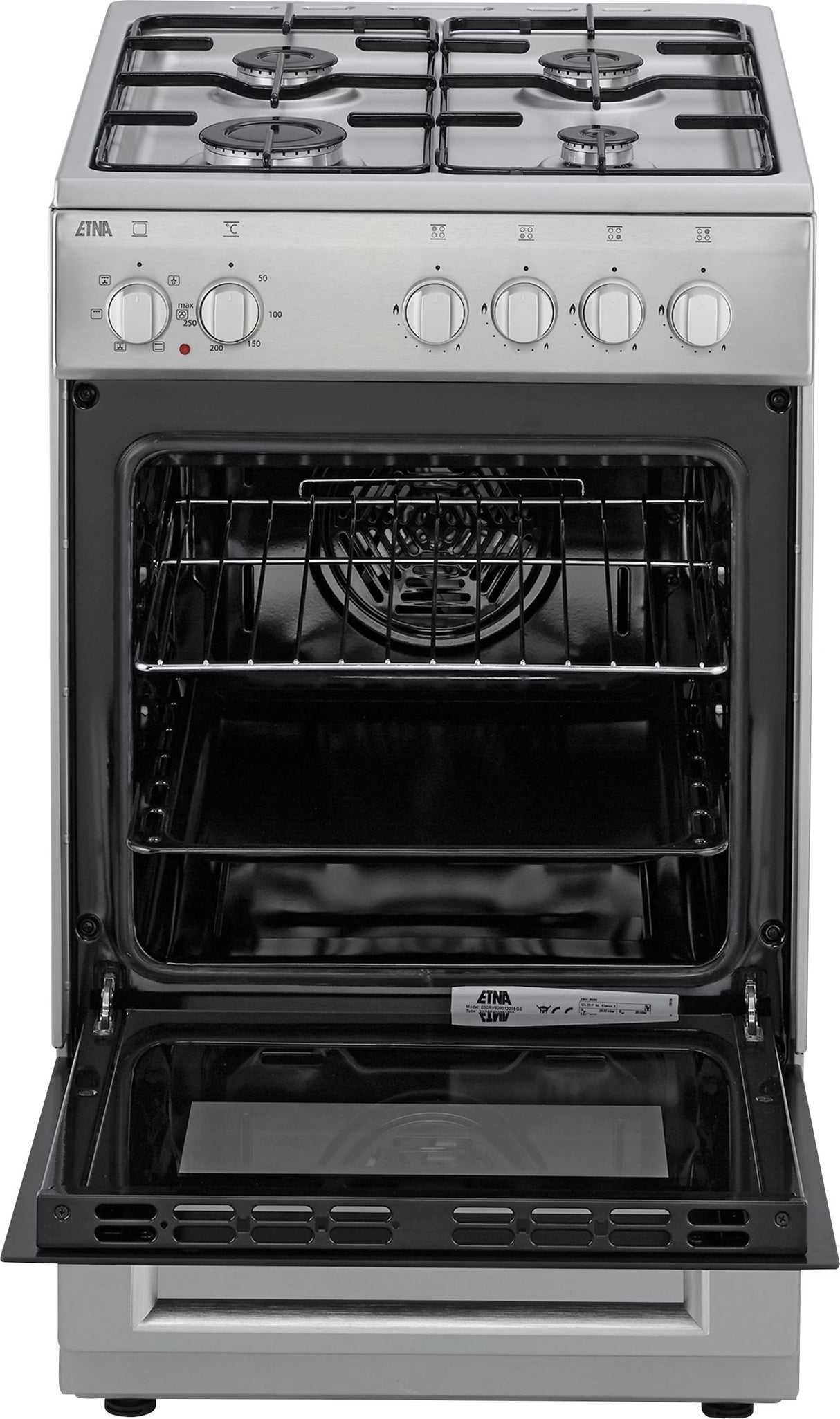 ETNA Gas/elektro fornuis FGV350RVS - 50 cm - RVS