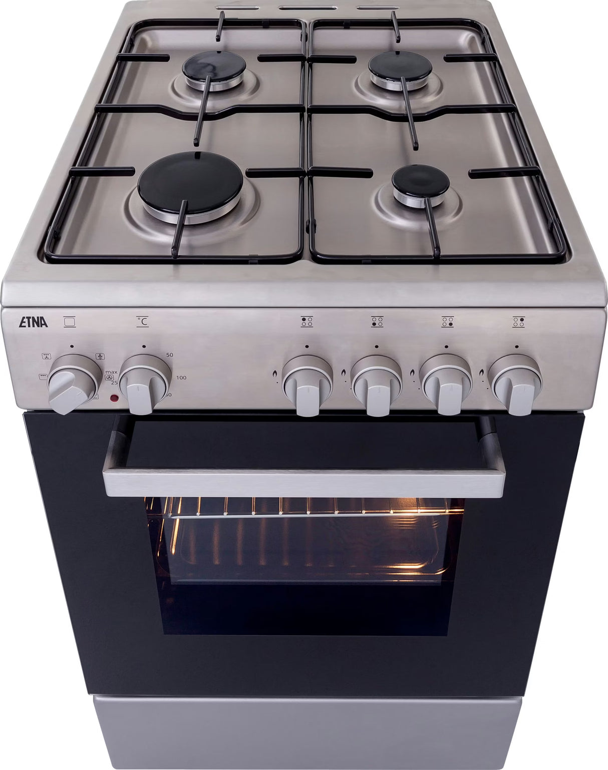 ETNA Gas/elektro fornuis FGV350RVS - 50 cm - RVS