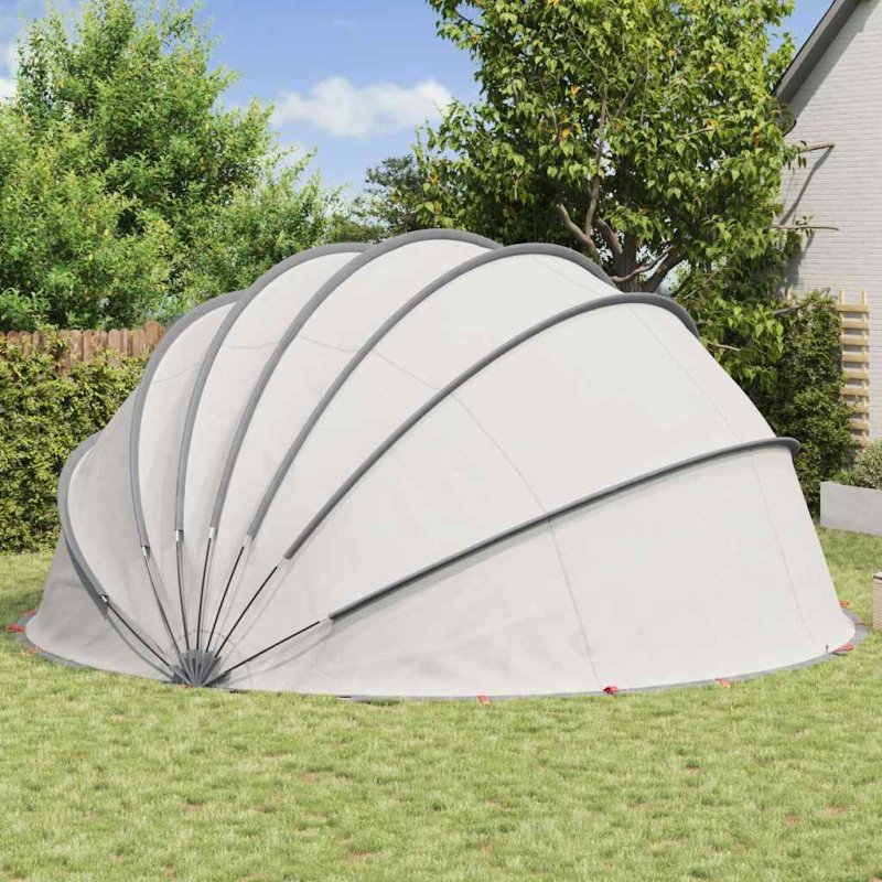 vidaXL Opvouwbare Zwembadkoepel Handmatig - Grijs/Oranje - 592 x 590 x 275 cm