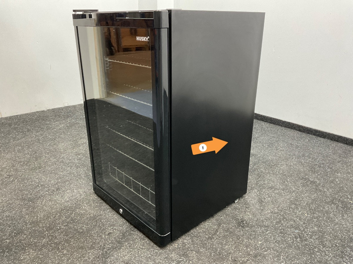 Husky KK110-CNS-NL-HU - Koeler - Met Glazen Deur - 130 Liter - 40dB - Zwart