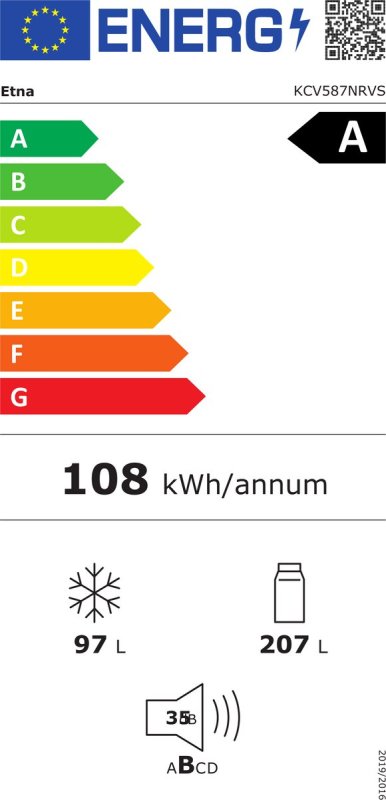 ETNA KCV587NRVS RVS - Energielabel A - 304l - LED verlichting