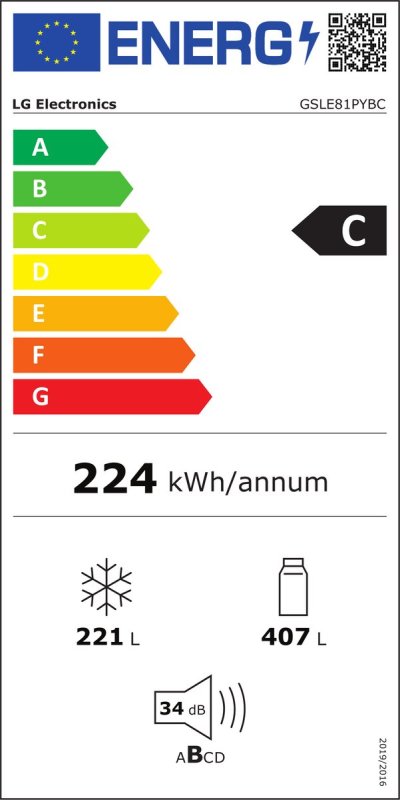 LG Amerikaanse koelkast GSLE81PYBC - 628L