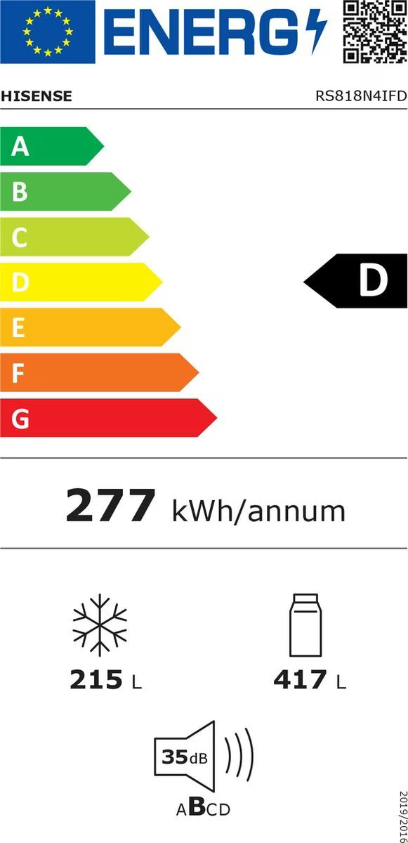 Hisense Amerikaanse koelkast RS818N4IFD - Zwart