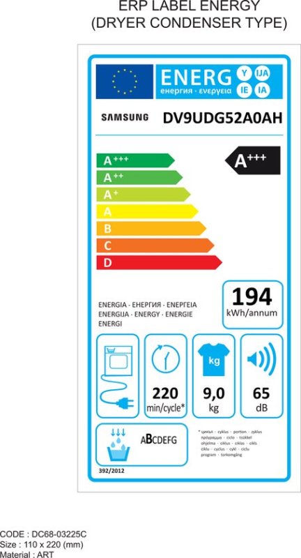 Samsung warmtepompdroger DV9UDG52A0AHEN - Wit - NL/FR