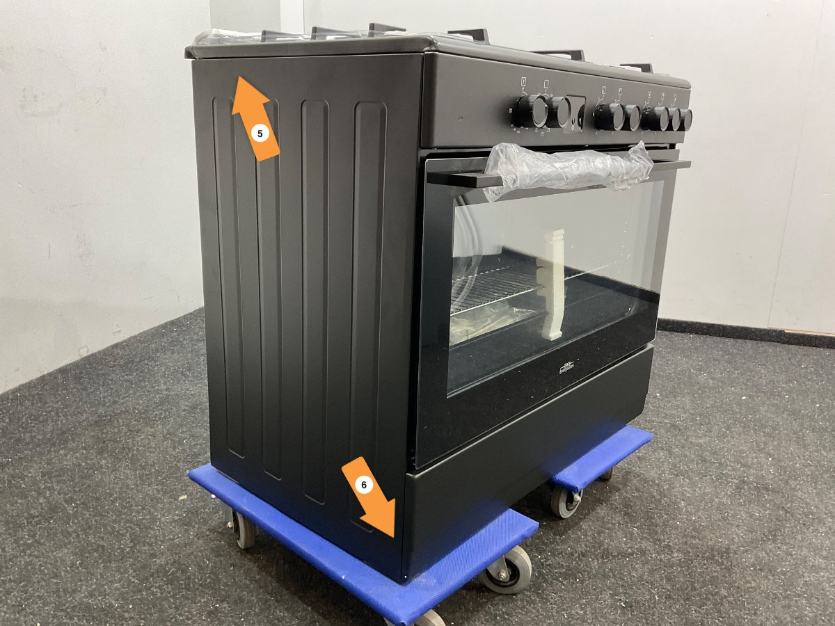Everglades gasfornuis EVCK9020 - Mat Zwart - 90cm