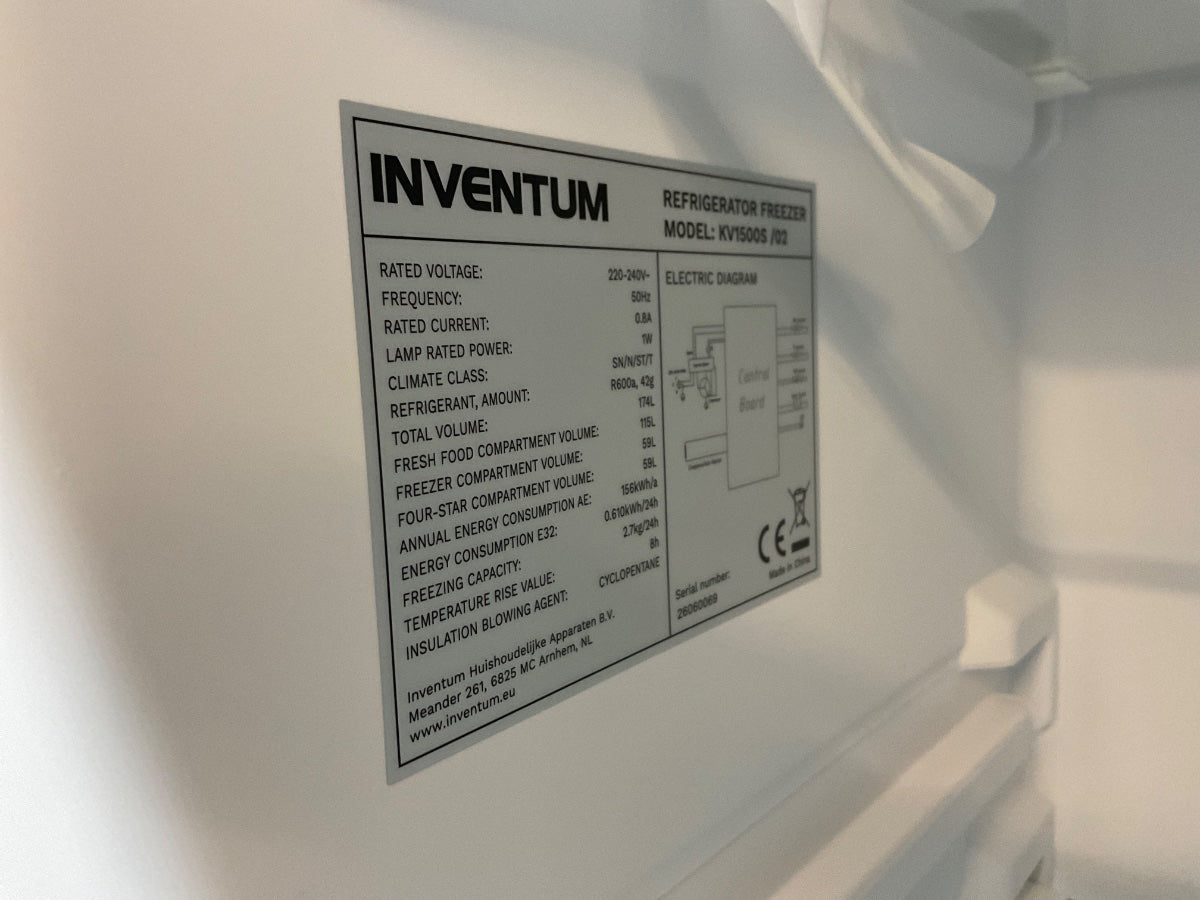 Inventum koelkast KV1500S - Vrijstaand - Zilver