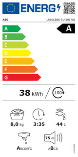 AEG wasmachine LR86CB86 Powercare - 8kg