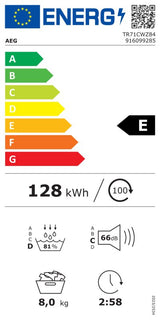 AEG warmtepompdroger TR71CWZ84 - 8Kg - Wit