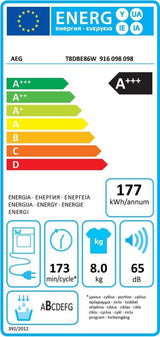 AEG warmtepompdroger T8DBE86W - 8kg - Wit