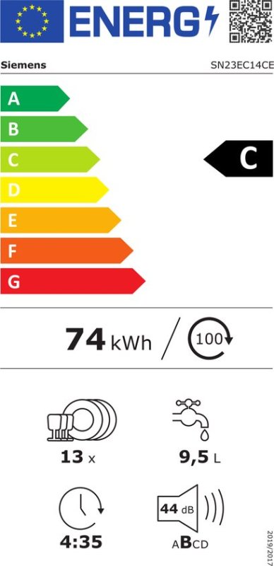 Siemens vaatwasser SN23EC14CE - Zwart RVS