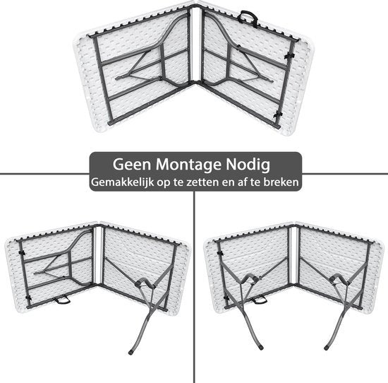 MaxxGarden Vouwtafel PRO - Opvouwbare Kampeer Tafel - Weersbestendig - 180 x 74 x 74cm- Wit