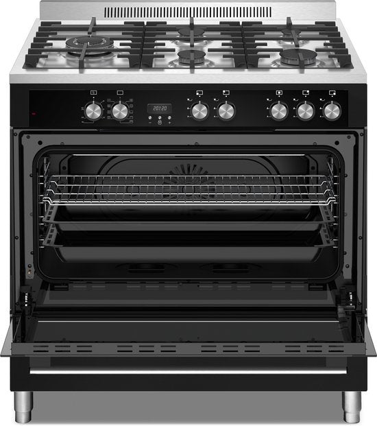 Everglades gasfornuis EVCK9050 Pro - Zwart Glas & RVS