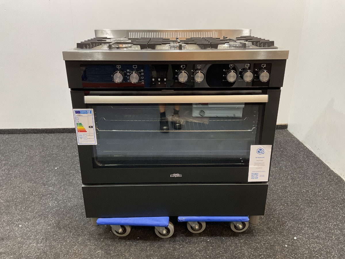 Everglades gasfornuis EVCK9050 Pro - Zwart Glas & RVS