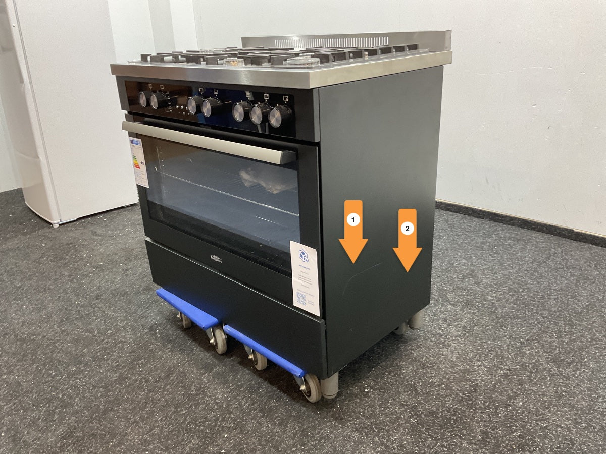 Everglades gasfornuis EVCK9050 Pro - Zwart Glas & RVS