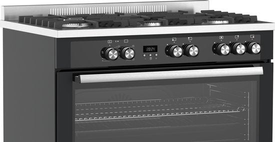 Everglades gasfornuis EVCK9050 Pro - Zwart Glas & RVS