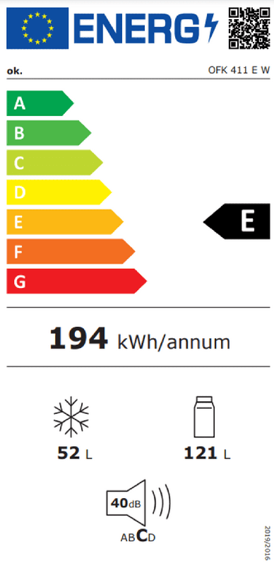 OK. koelkast OFK 411 E W - Vrijstaande - Wit