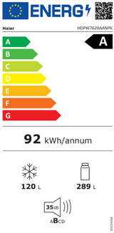 Haier koelkast HDPW7620AANPK - NoFrost