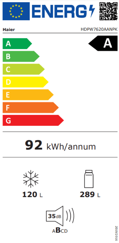 Haier koelkast HDPW7620AANPK - NoFrost