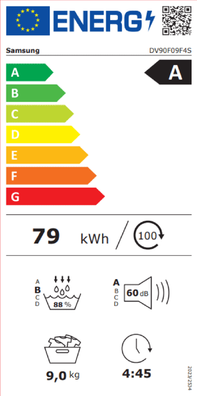 Samsung warmtepompdroger DV90F09F4SU3 - 9kg