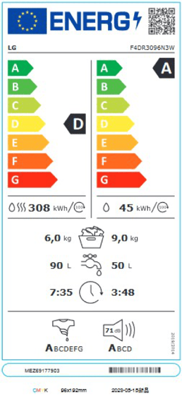 LG was-droogcombinatie F4DR3096N3W - Wit