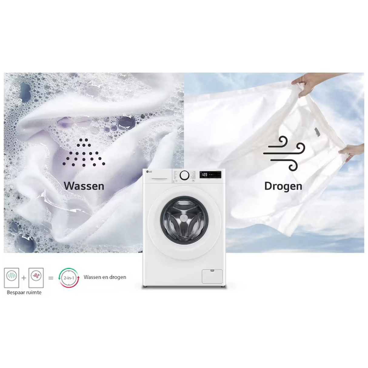 LG was-droogcombinatie F4DR3096N3W - Wit