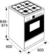 ETNA gasfornuis FGV561WIT - met elektrische oven - Wit