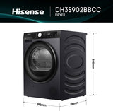 Hisense warmtepompdroger DH3S902BBCC - 9 kg - Zwart