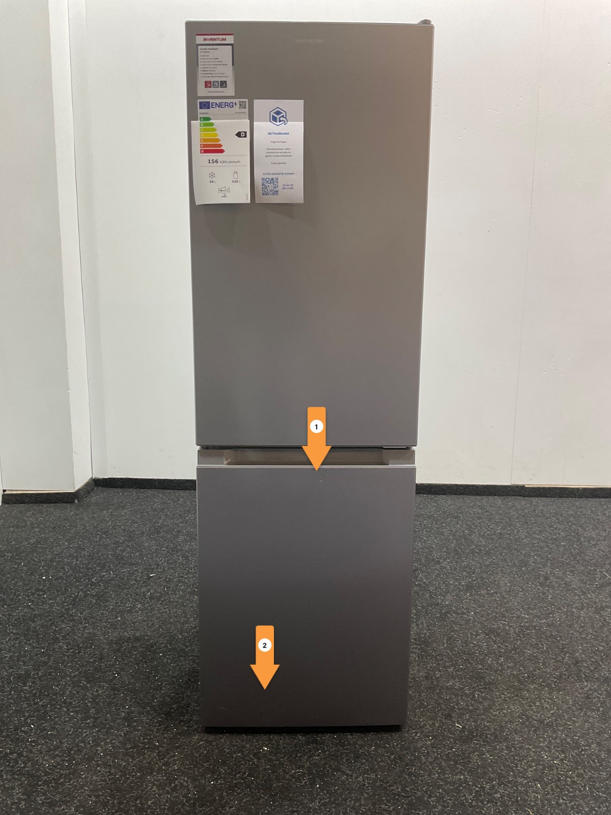 Inventum koelkast KV1500S - Vrijstaand - Zilver