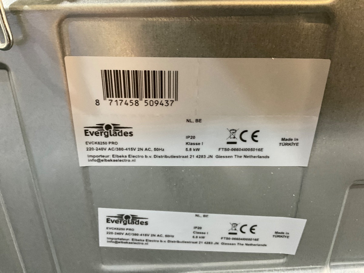 Everglades inductiefornuis EVCK6250 Pro Line - Mat Zwart