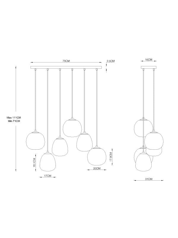 Next Multi Erielle Linear Pendant 6 Light Ceiling Light