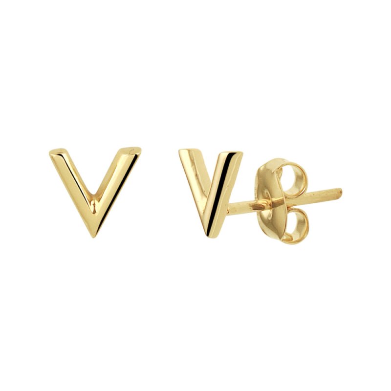 V-vorm oorknopjes goud 14-karaat - 5.5 mm x 6 mm