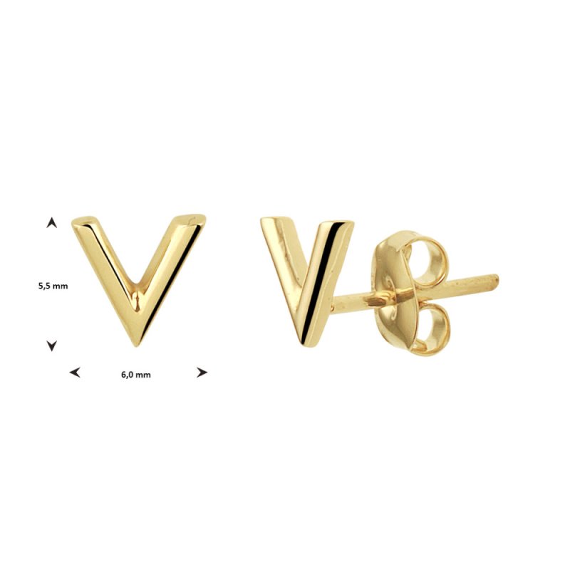 V-vorm oorknopjes goud 14-karaat - 5.5 mm x 6 mm