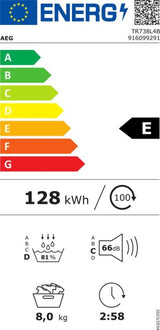 AEG warmtepompdroger TR738L4B - 7000 serie - SensiDry 