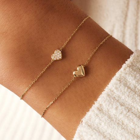 Pavé Zirkonia Hart Armband - 14 Karaat Goud