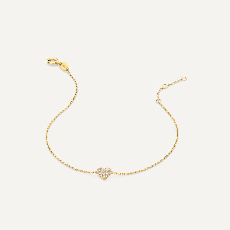 Pavé Zirkonia Hart Armband - 14 Karaat Goud