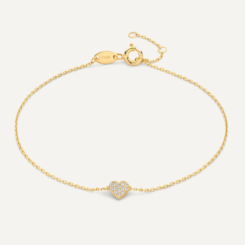 Pavé Zirkonia Hart Armband - 14 Karaat Goud