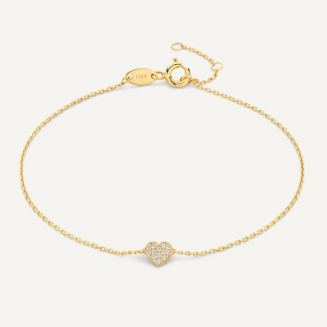 Pavé Zirkonia Hart Armband - 14 Karaat Goud