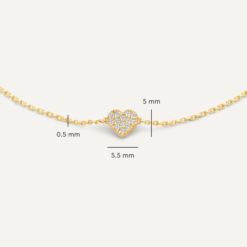 Pavé Zirkonia Hart Armband - 14 Karaat Goud