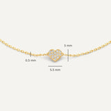 Pavé Zirkonia Hart Armband - 14 Karaat Goud