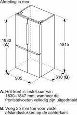 Bosch Amerikaanse koelkast KFN96APEA - Serie 6 - RVS