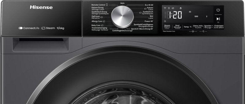 Hisense was-droogcombinatie WD3S9043BB3 - Zwart