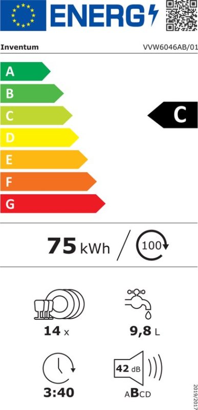 Inventum vaatwasser VVW6046AB - Vrijstaand - Zwart