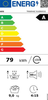AEG warmtepompdroger TR969V6C - 9000X - AbsoluteCare Pro - Energielabel A - 9 kg