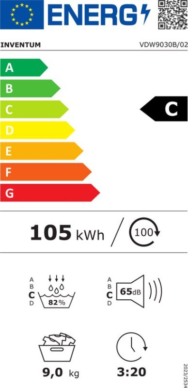 Inventum VDW9030B Wasdroger - 9kg - Warmtepompdroger - UV-hygiënefunctie - Energielabel B - Zwart