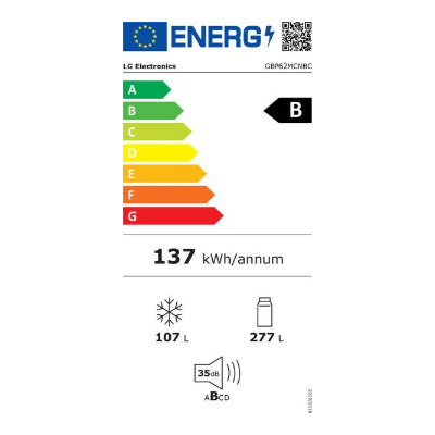 LG koelkast GBP62MCNBC - 384L - Mat Zwart