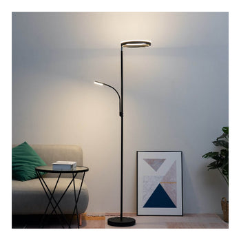 Zwarte vloerlamp met dubbele LED-verlichting