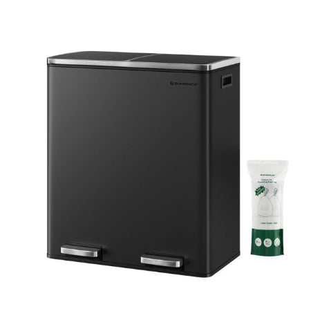SONGMICS Vuilnisbak 60 liter (2 x 30 L) zwart